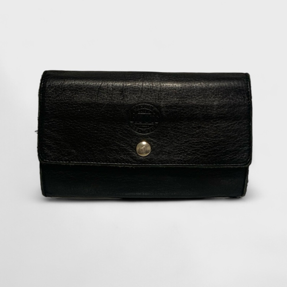 Vintage Roots Pebble Leather Chequebook Clutch Wallet in Black